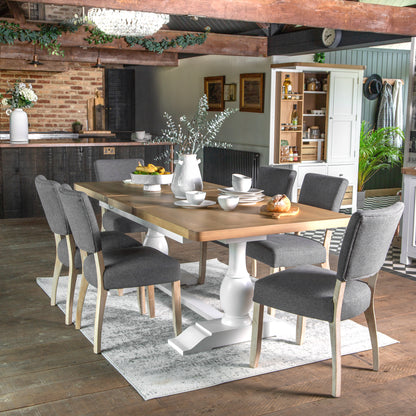 Country Living, White Painted & Oak - 1.6m Extending Dining Table