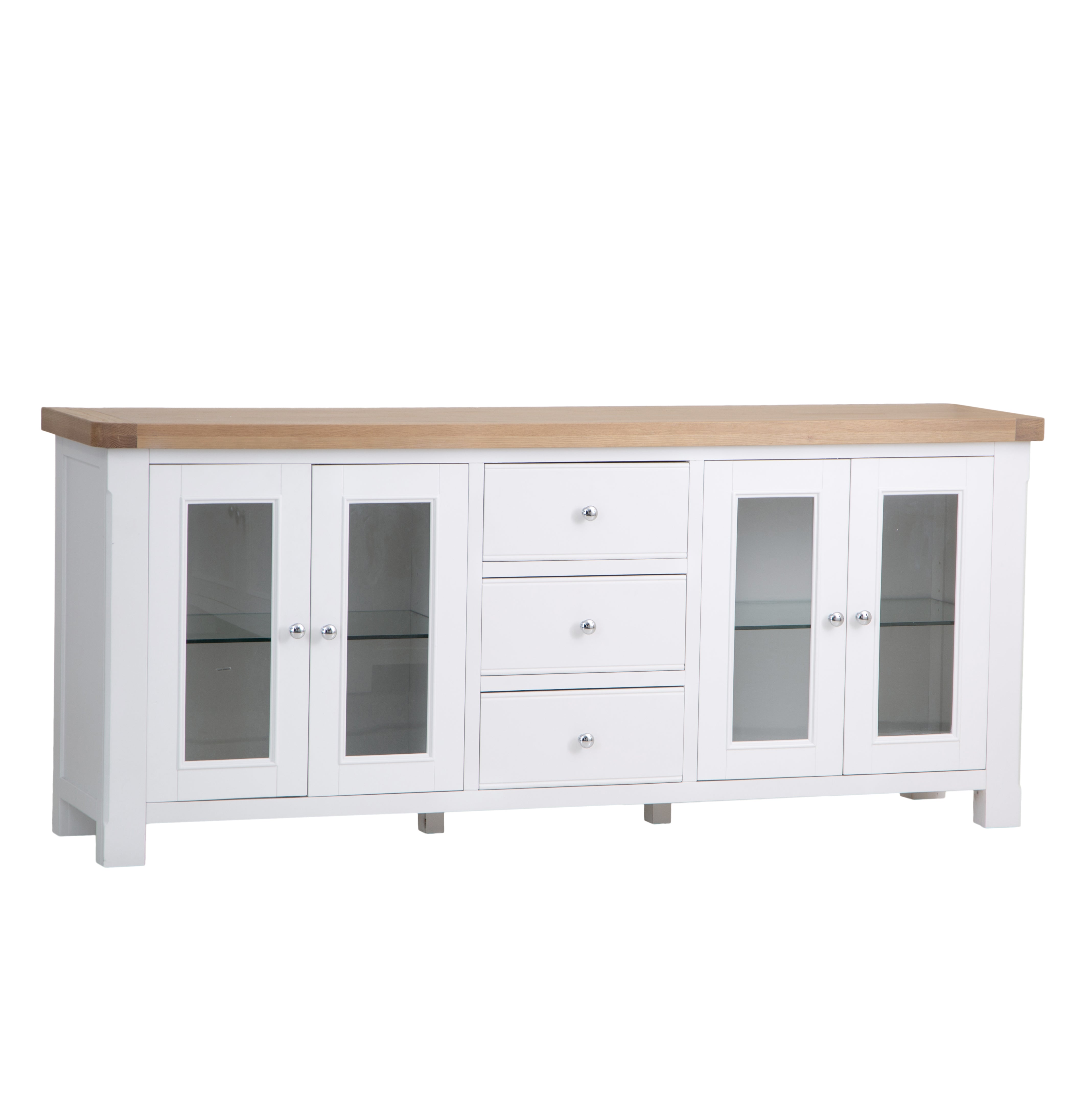 Country Living, White Painted & Oak - 4 Door Sideboard