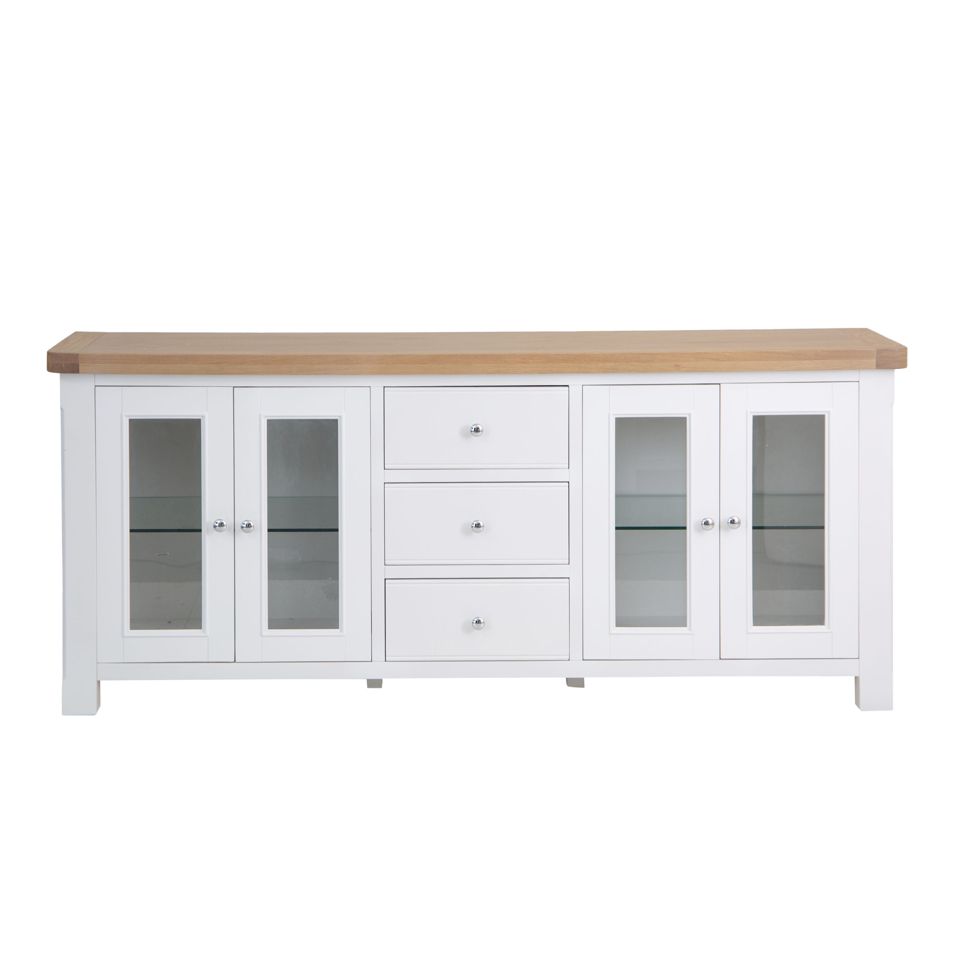 Country Living, White Painted & Oak - 4 Door Sideboard