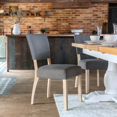 Country Living, White Painted & Oak - Grey Fabric Dining Chair