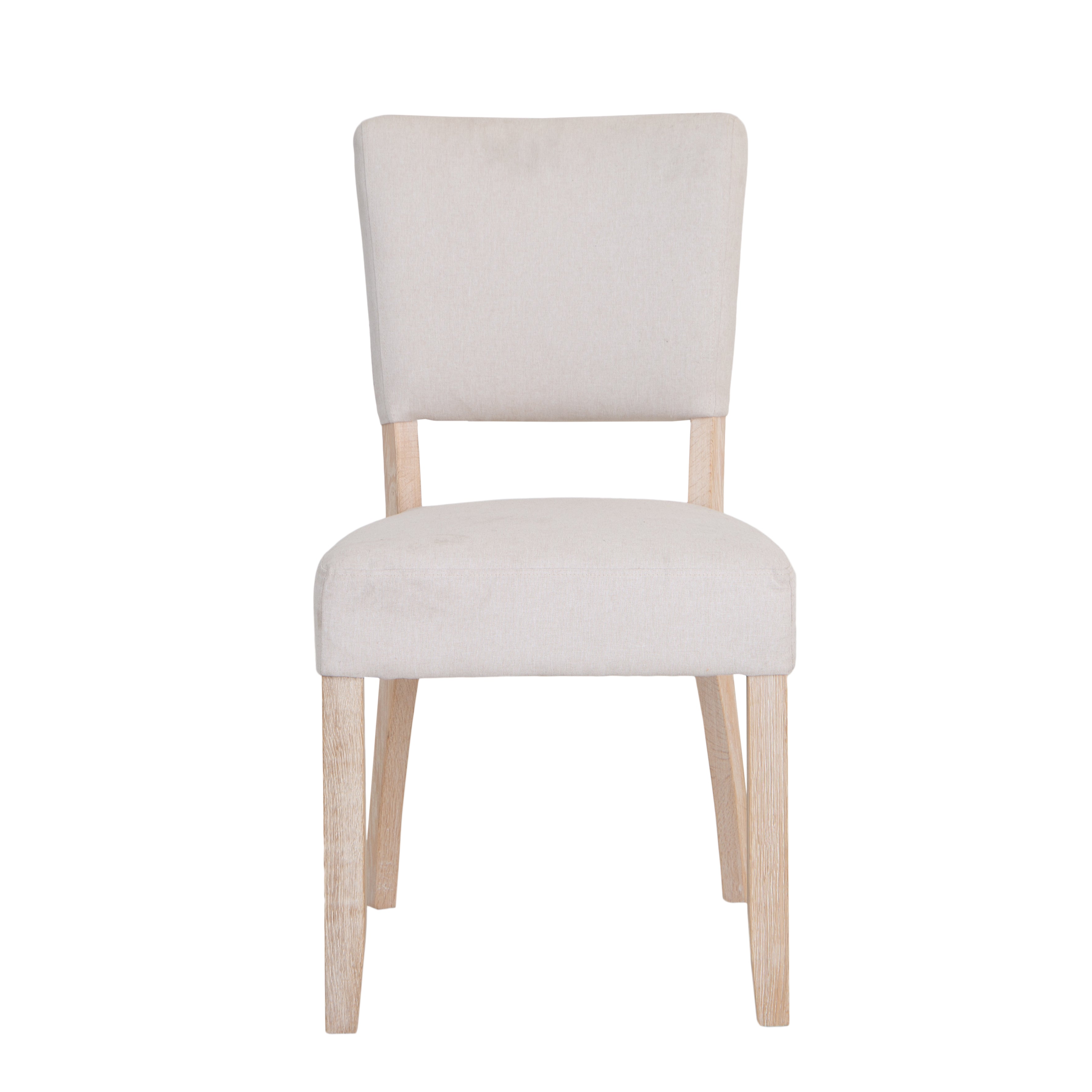 Country Living, White Painted & Oak - Natural Fabric Dining Chair