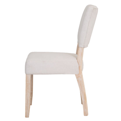 Country Living, White Painted & Oak - Natural Fabric Dining Chair