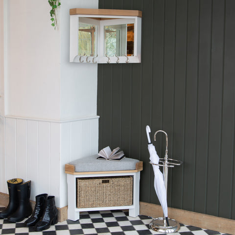 Country Living, Oak & Painted - Hall Bench Top - Corner