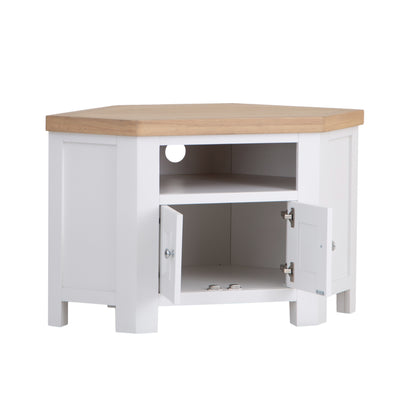 Country Living, White Painted & Oak - Corner TV Unit