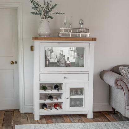 Country Living, White Painted & Oak - Drinks Cabinet Bureau