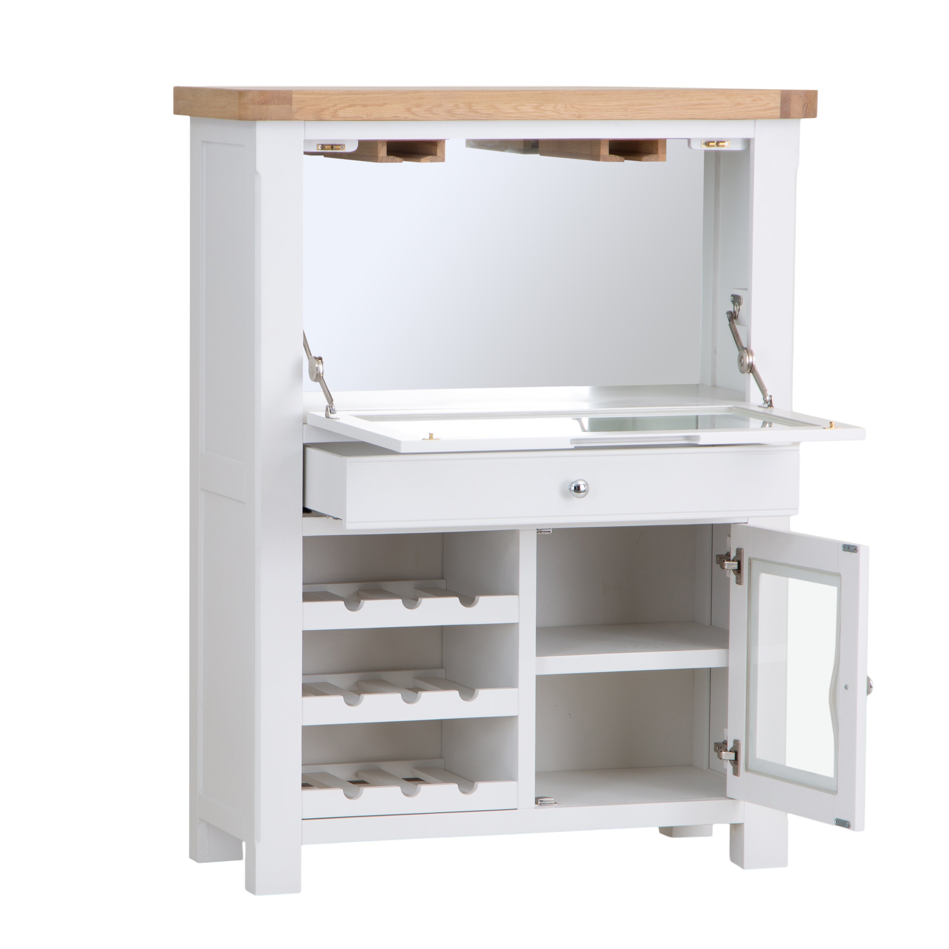 Country Living, White Painted & Oak - Drinks Cabinet Bureau