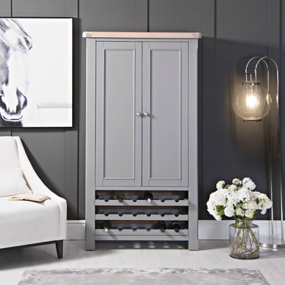 Dorset Oak & Storm Grey Painted - Larder / Drinks Cabinet with Light