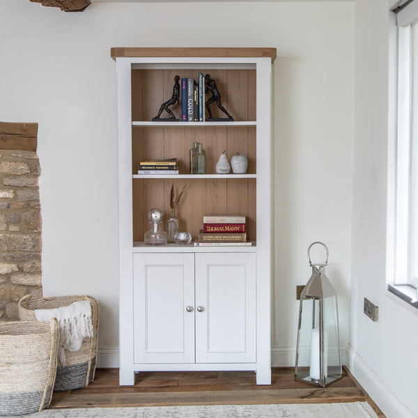 Country Living, White Painted & Oak - Large Bookcase