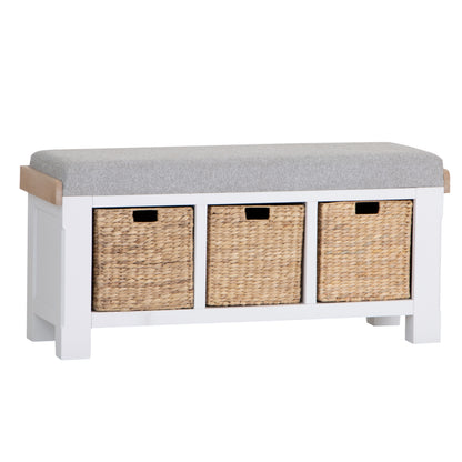 Country Living, White Painted & Oak - Large Hall Bench
