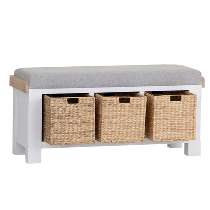 Country Living, White Painted & Oak - Large Hall Bench