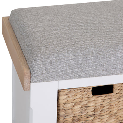 Country Living, White Painted & Oak - Large Hall Bench