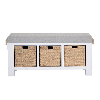 Country Living, White Painted & Oak - Large Hall Bench