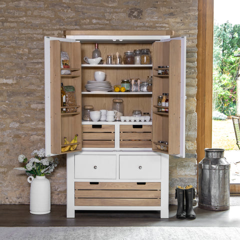Country Living, White Painted & Oak - Extra Large Larder Unit