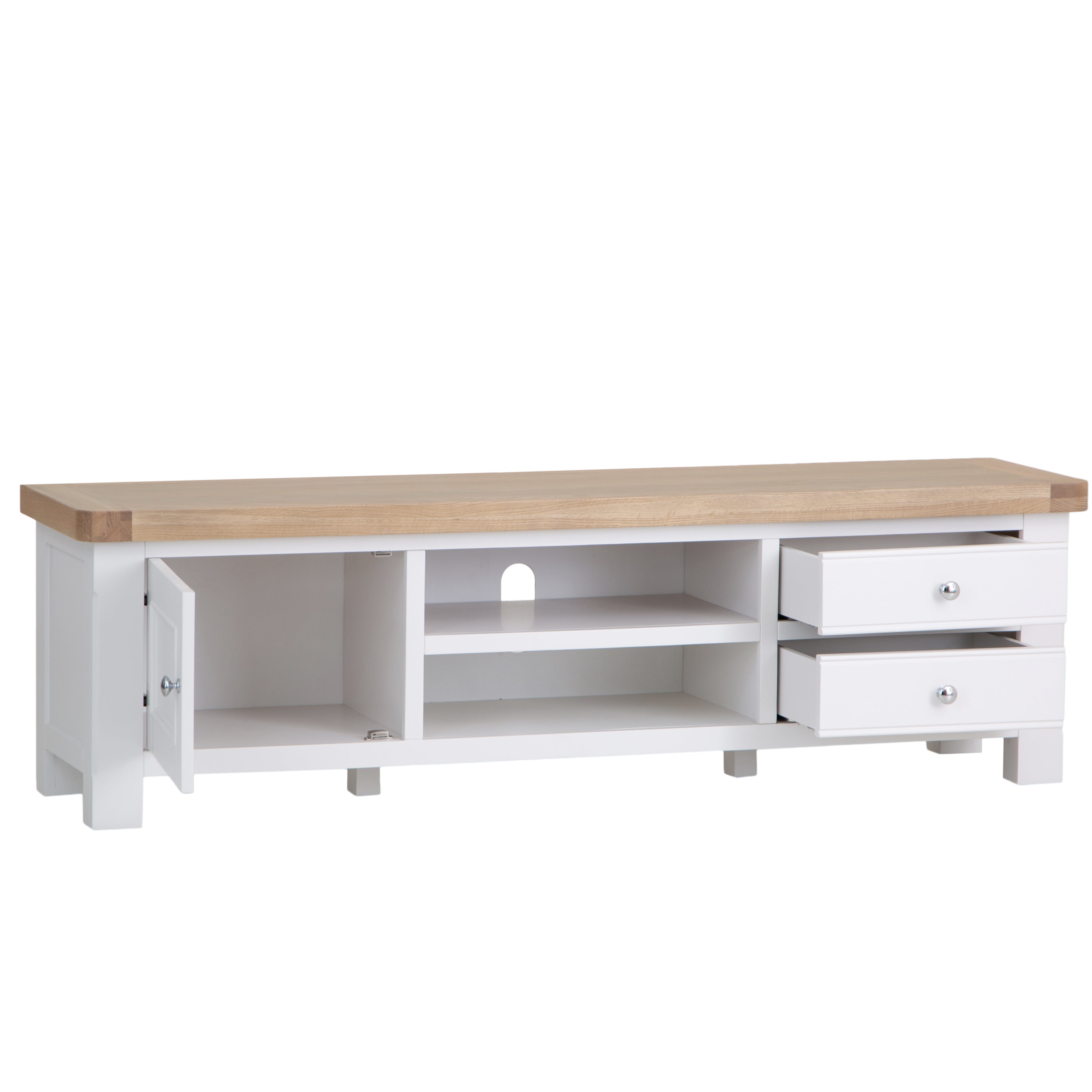 Country Living, White Painted & Oak - Large TV Unit