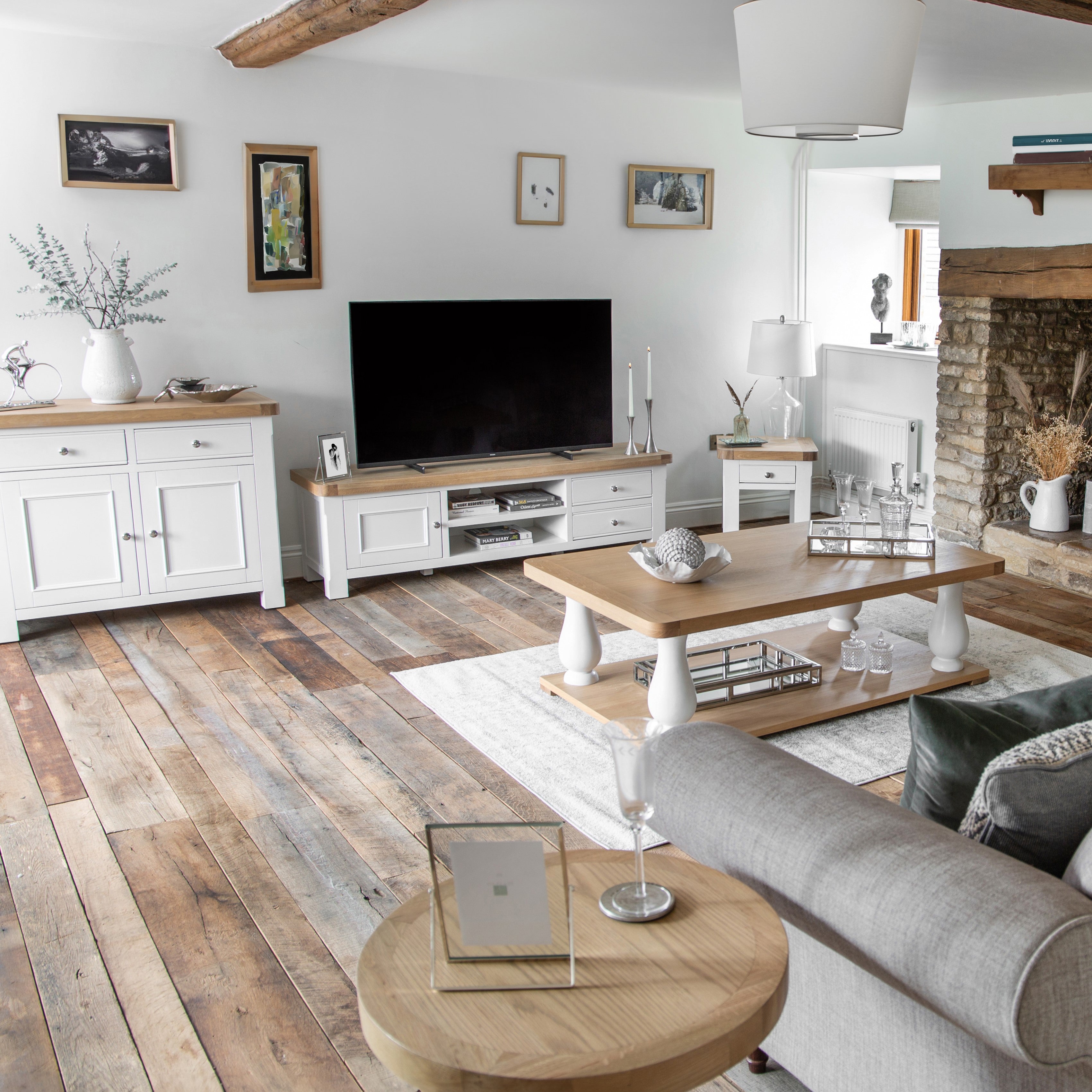 Country Living, White Painted & Oak - Large Console Table