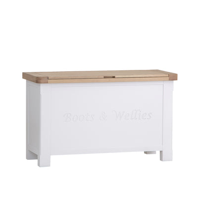 Country Living, White Painted & Oak - Wellies & Shoes Storage Box