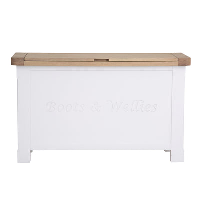 Country Living, White Painted & Oak - Wellies & Shoes Storage Box