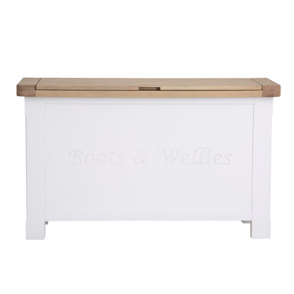 Country Living, White Painted & Oak - Wellies & Shoes Storage Box