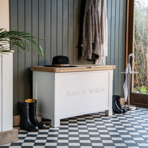Country Living, Oak & Painted - Wellies & Shoes Storage Box