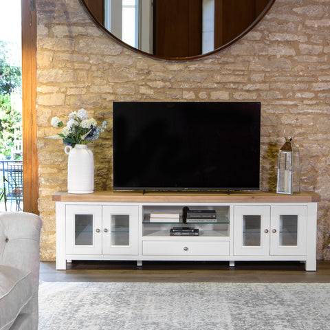Country Living, White Painted & Oak - Extra Large TV Unit