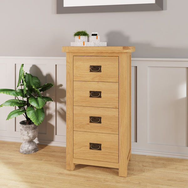 Oakdale Oak - 4 Drawer Narrow Chest