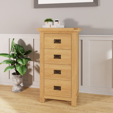 Oakdale Oak - 4 Drawer Narrow Chest