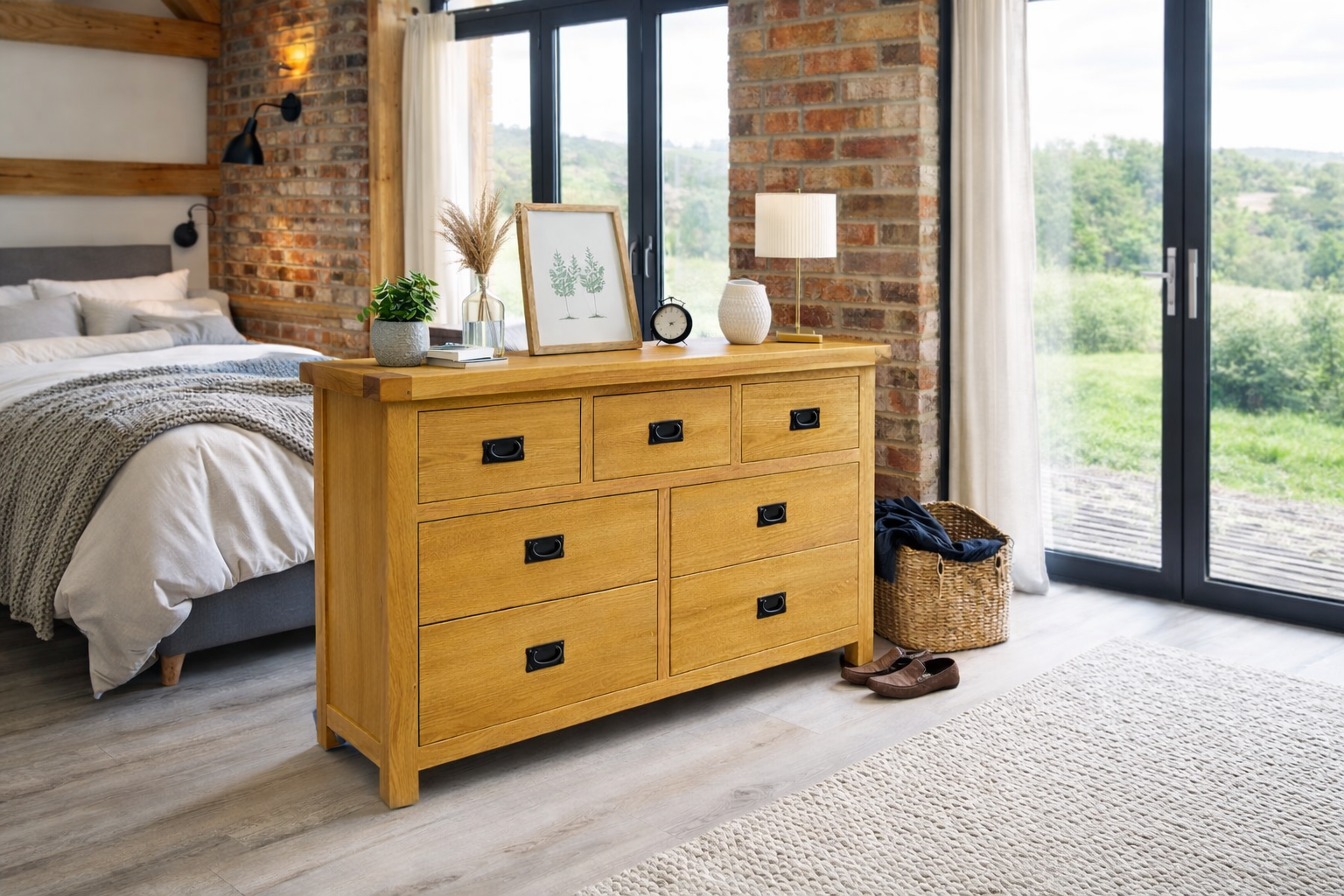 Oakdale Oak Chest of Drawers - 3 Over 4