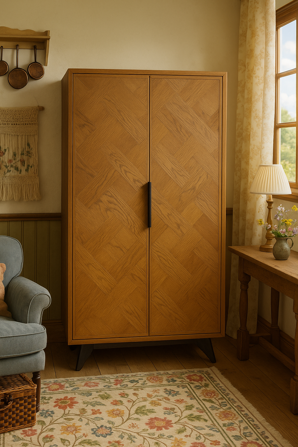 Havana Industrial Oak Wine Cabinet