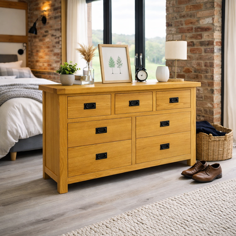 Oakdale Oak Chest of Drawers - 3 Over 4