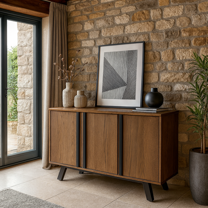Stamford Dark Oak Petite Sideboard - 3 Door