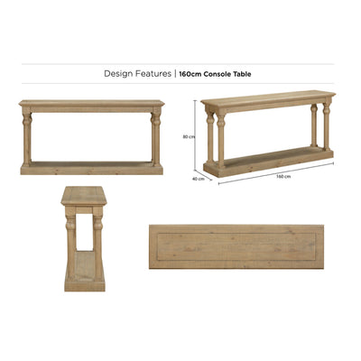 Chateau Rustic Pine Console Table - Small