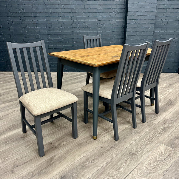 Cortina Reclaimed Pine & Painted Grey 1.2m Table PLUS 4x Chairs - Showroom Clearance