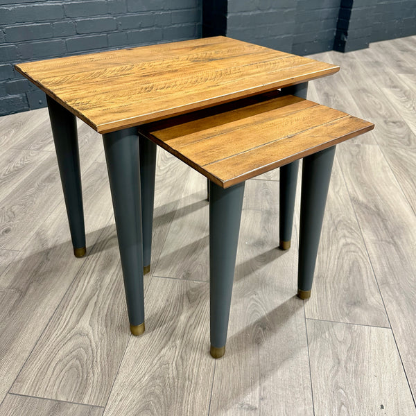 Cortina Reclaimed Pine & Painted Grey Nest Of 2 Tables - Showroom Clearance