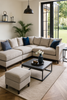 Cory Sofa - Chaise Sofa AND Storage Footstool - Dallas Silver