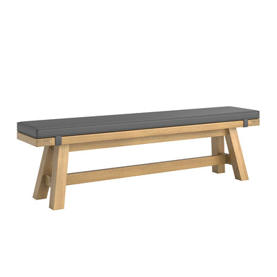 Delaney Oak Dining Bench with PU Cushion - Grey