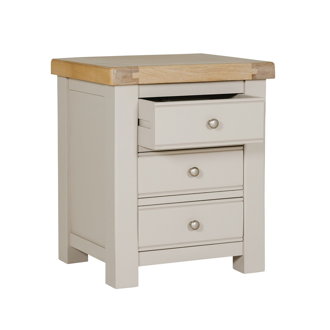 Doune 3 Drawer Bedside Table - Taupe
