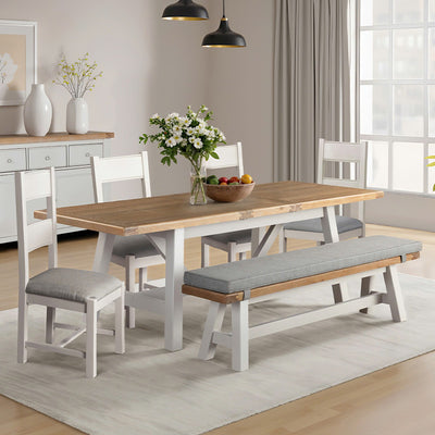 Doune Dining Bench with Fabric Cushion - Grey