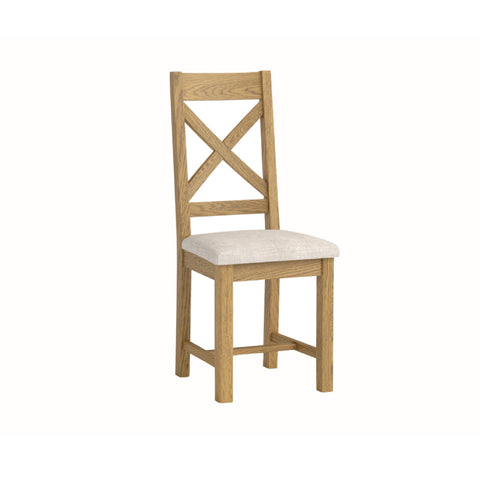 Dorchester Smoked Oak Dining Chair - Cross Back With Fabric Seat