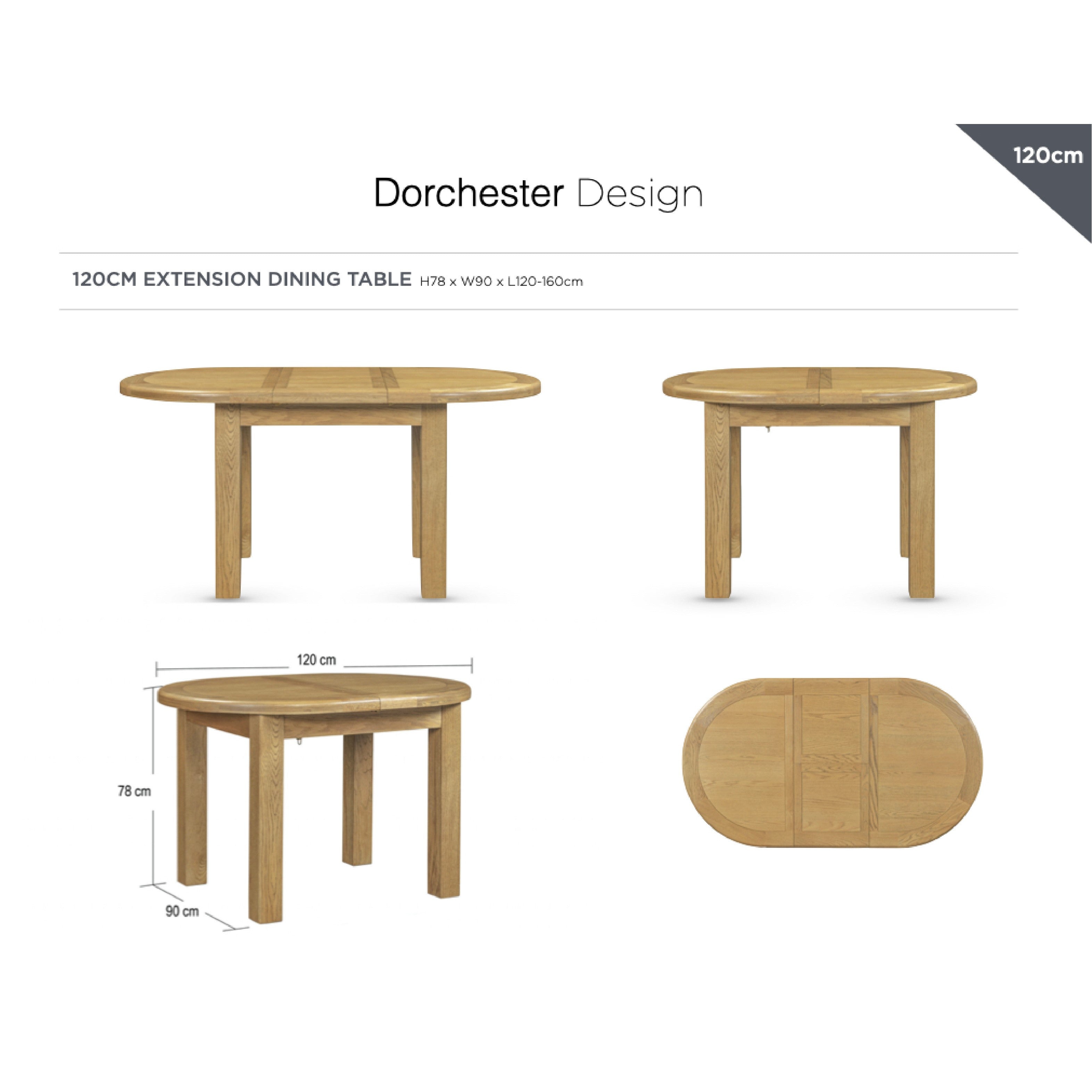 Dorchester Oak Dining Table - 120-160cm Oval Extending