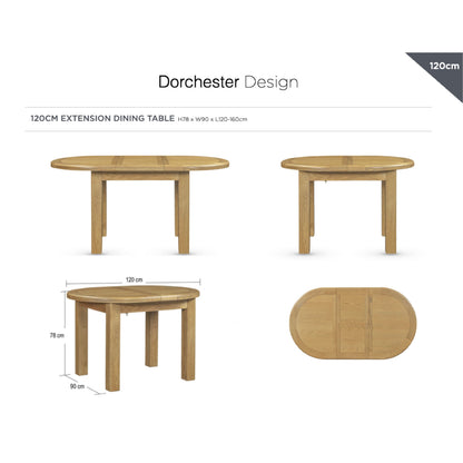 Dorchester Oak Dining Table - 120-160cm Oval Extending