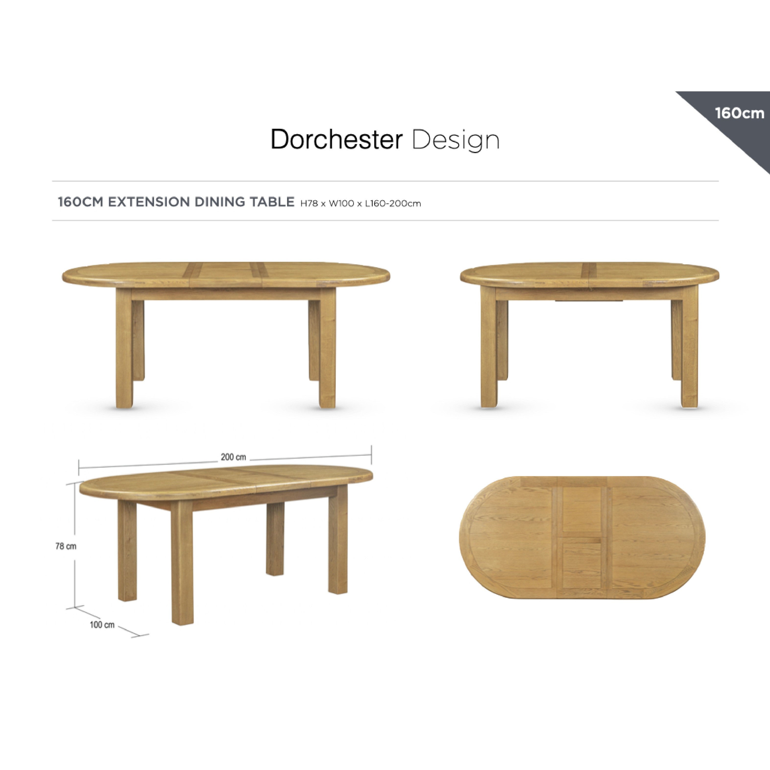 Dorchester Oak Dining Table - 160-200cm Oval Extending