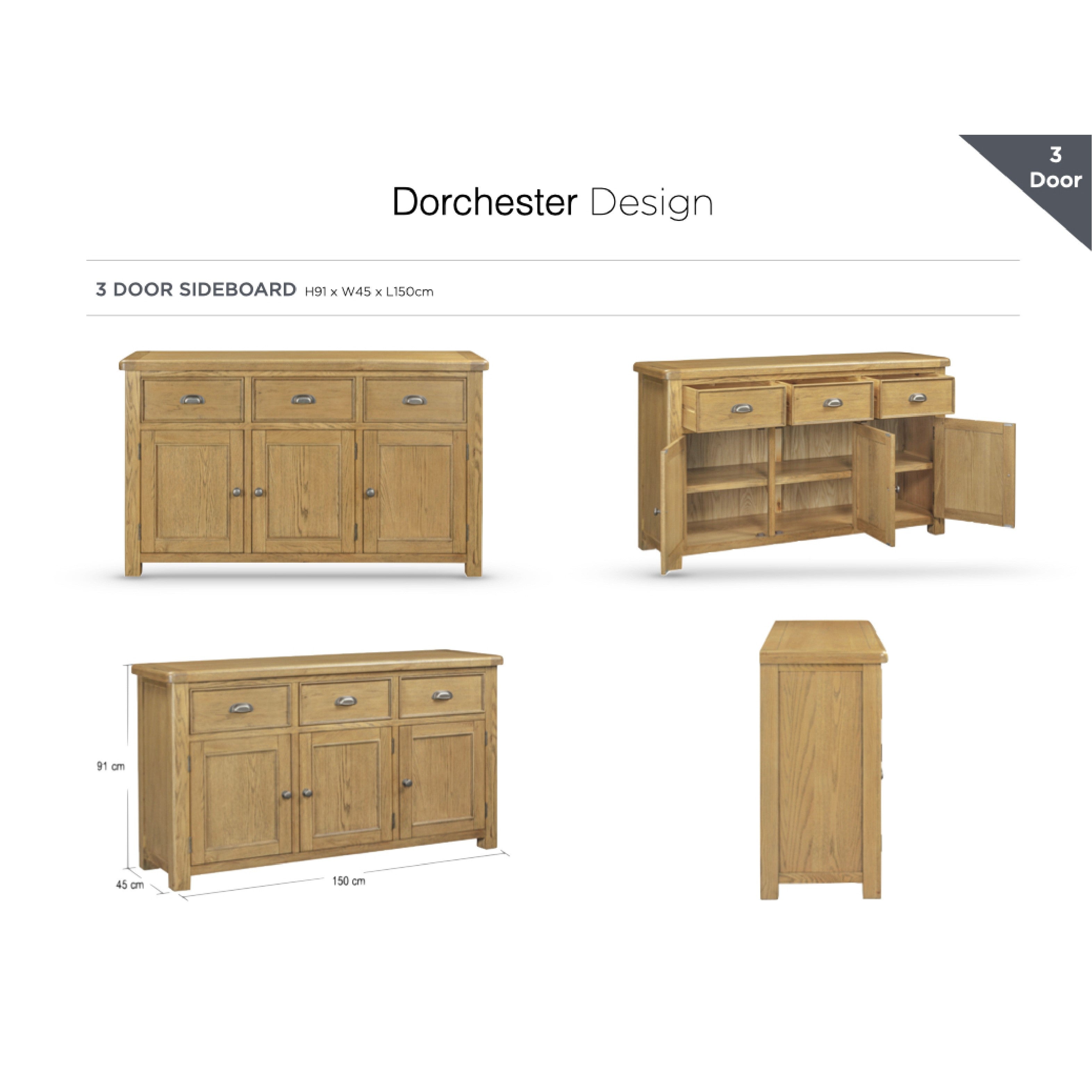 Dorchester Oak Sideboard - 3 Door
