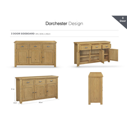 Dorchester Oak Sideboard - 3 Door