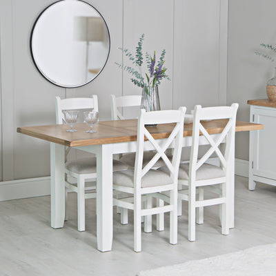 Earlham White Painted & Oak 1.2m Butterfly Extending Table