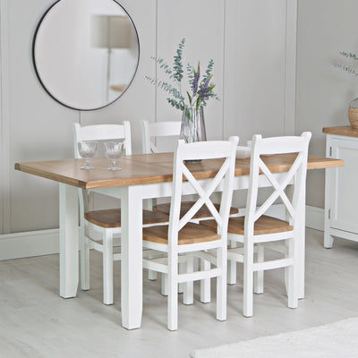 Earlham White Painted & Oak 1.2m Butterfly Extending Table