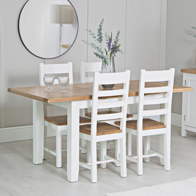 Earlham White Painted & Oak 1.2m Butterfly Extending Table