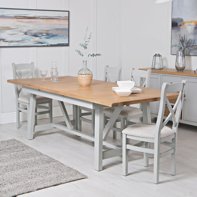 Earlham Grey Painted & Oak 1.8m Refectory Butterfly Extending Table