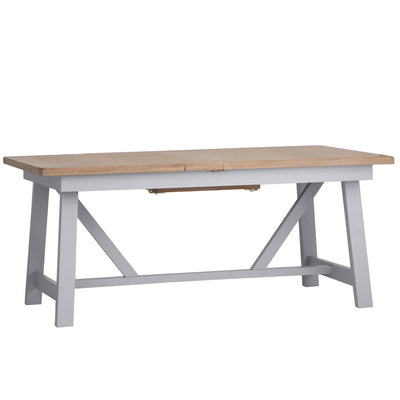 Earlham Grey Painted & Oak - 1.8m Refectory Extending Dining Table, PLUS x6 Cross Back Chairs - Wooden Seats