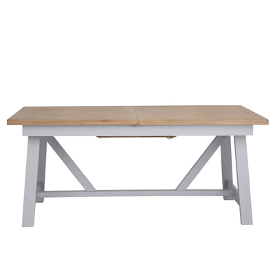 Earlham Grey Painted & Oak - 1.8m Refectory Extending Dining Table, PLUS x6 Cross Back Chairs - Wooden Seats
