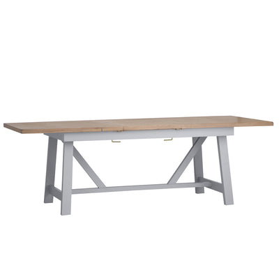 Earlham Grey Painted & Oak - 1.8m Refectory Extending Dining Table, PLUS x6 Cross Back Chairs - Wooden Seats